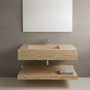 Lavabo suspendido porcelánico efecto madera